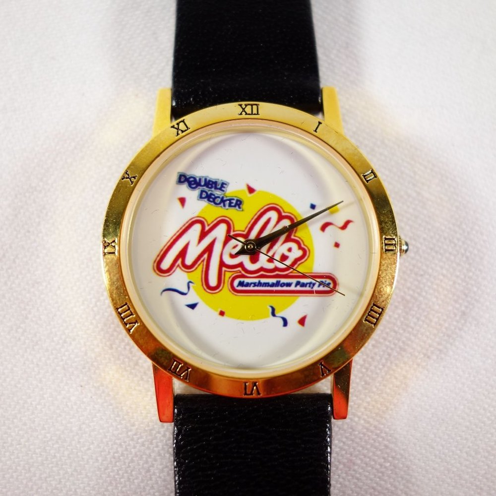 Vintage 1997 Mello Marshmallow Party Pie Advertising Quartz Wrist Watch